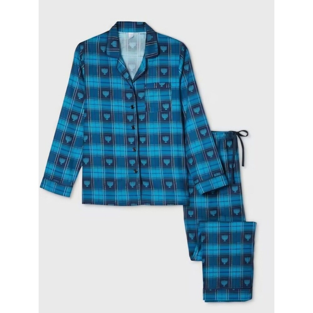 Target Men's Blue Hanukkah Flannel Pajama Set Menorah Motif Size Small CT-3718